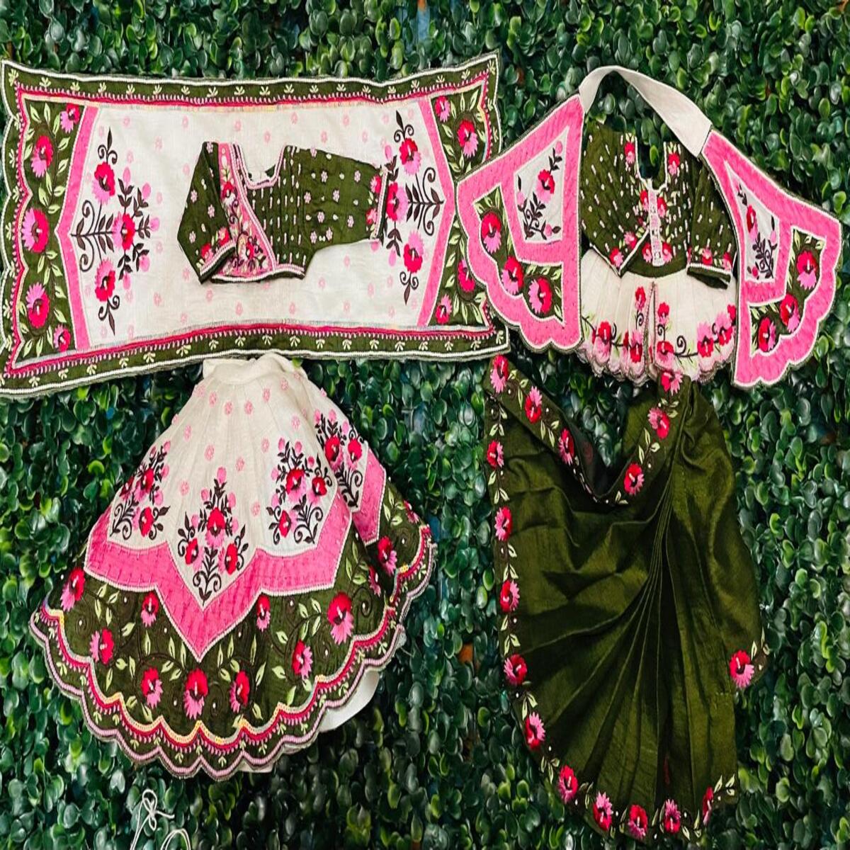 Tri Color Combination Dress For Radha Krishna Ji